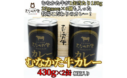 【牧場こだわり】むなかた牛カレー2人前×2缶（贈答用桐箱入り）【すすき牧場】_HA0936　送料無料