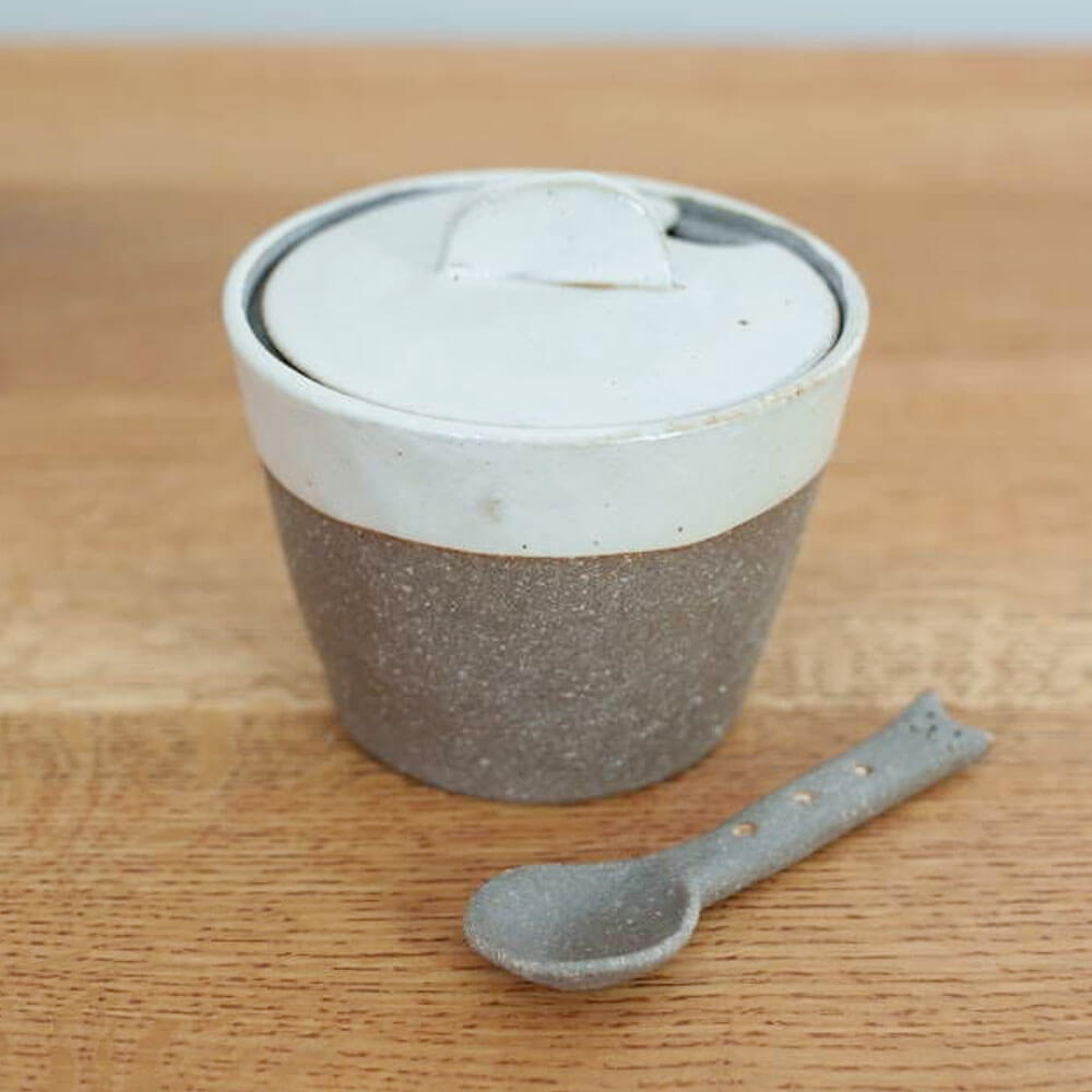 【ふるさと納税】塩壺 スプーン付き 塩ポット ソルトポット 猫 しおつぼ 塩入れ 日本製 陶工房 浩hiro 九州 福岡県 太宰府市 送料無料