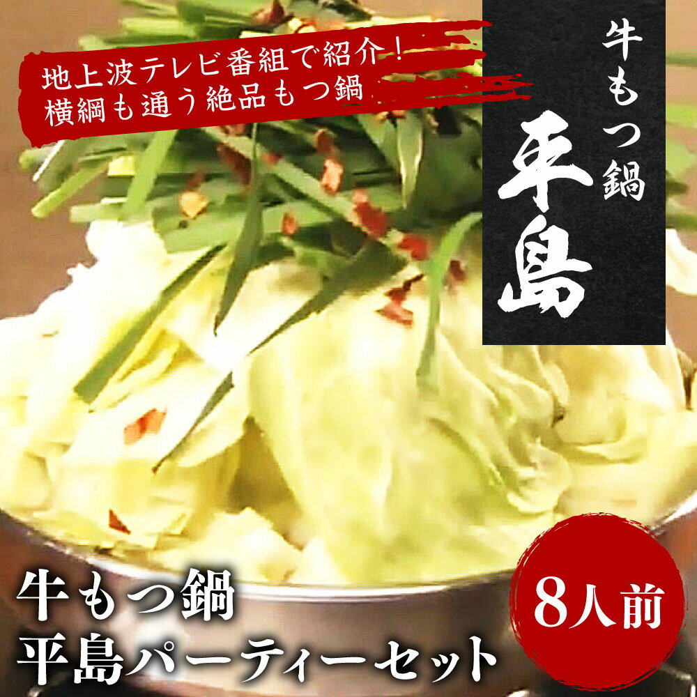 【ふるさと納税】牛もつ鍋 平島パーティーセット 8人前 もつ 700g だし 1,000cc もつ鍋 セット 国産 牛小腸 ホルモン 牛もつ モツ鍋 送料無料