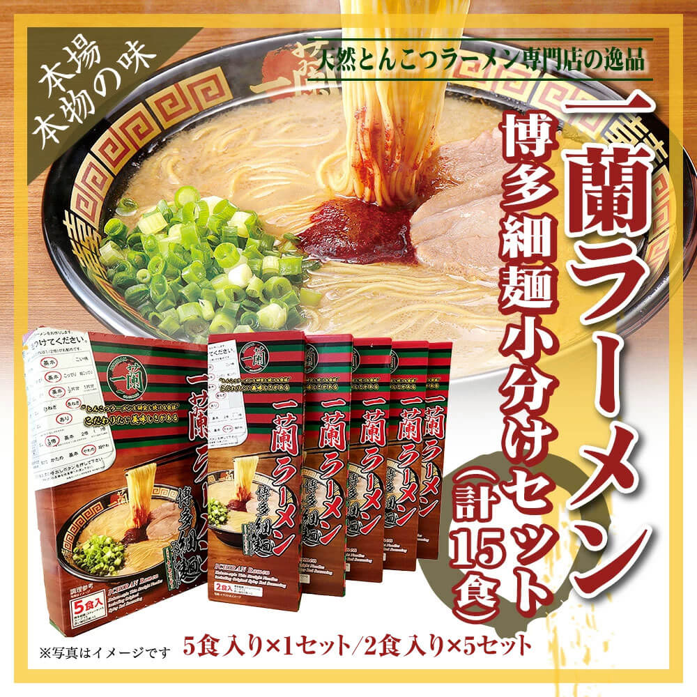 【ふるさと納税】一蘭ラーメン博多細麺小分けセット 合計15食 一蘭 天然とんこつラーメン専門店の逸品 小分け 5食×1セット 2食×5セット 細麺 ラーメン セット とんこつラーメン 豚骨 博多ラーメン 送料無料