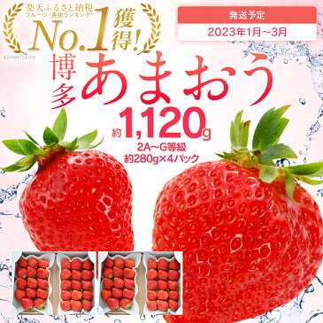 【ふるさと納税】先行予約 あまおう 合計約1,120g 約280g×4パック 楽天ランキング1位獲得 福岡県産 九州 イチゴ いちご 苺 果物 くだもの フルーツ 送料無料【2023年1月〜3月順次発送予定】