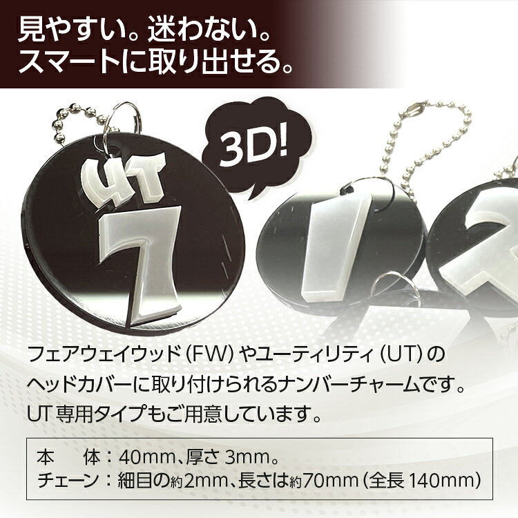 【ふるさと納税】ナンバーチャーム 3Dナンバーチャーム 数字が選べる ゴルフ FW UT フェアウェイウッド ユーティリティ キャディバッグ アクセサリー アクリル 軽い 見やすい レディース メンズ おしゃれ シンプル メール便（ポスト投函）