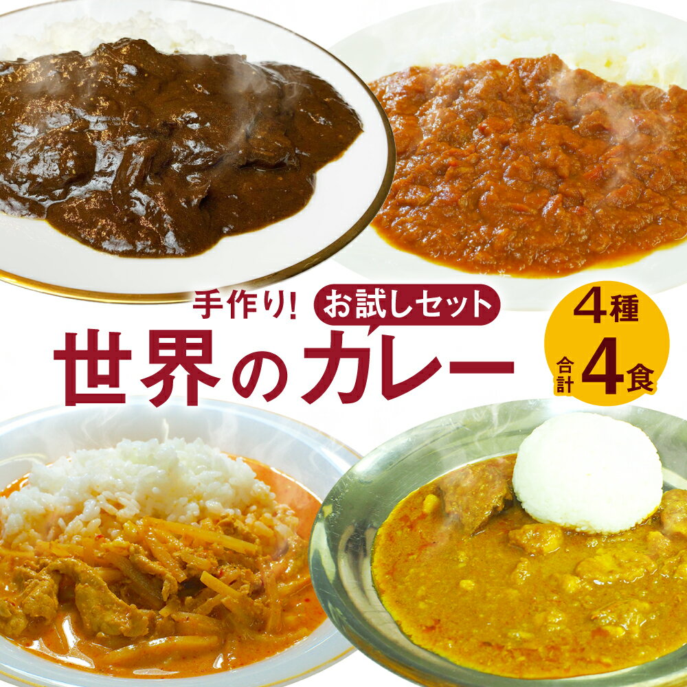 1位! 口コミ数「0件」評価「0」手作り！世界のカレー4種 お試しセット 合計4食 欧風カレー トマトカレー タイカレー インドカレー カレー カレーライス 惣菜 レトルト ･･･ 