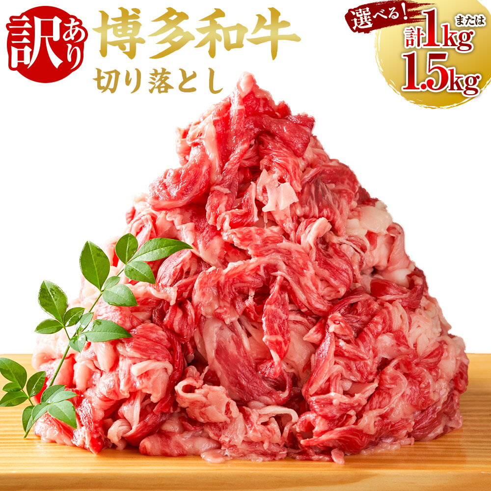 [選べる容量][訳あり] 博多和牛切り落とし (1kg (500g × 2P) / 1.5kg (500g×3P) )肉 牛肉 牛 和牛 博多和牛 黒毛和牛 切り落とし 和牛切り落とし 訳あり 訳アリ 送料無料 福岡県 うきは市 冷凍