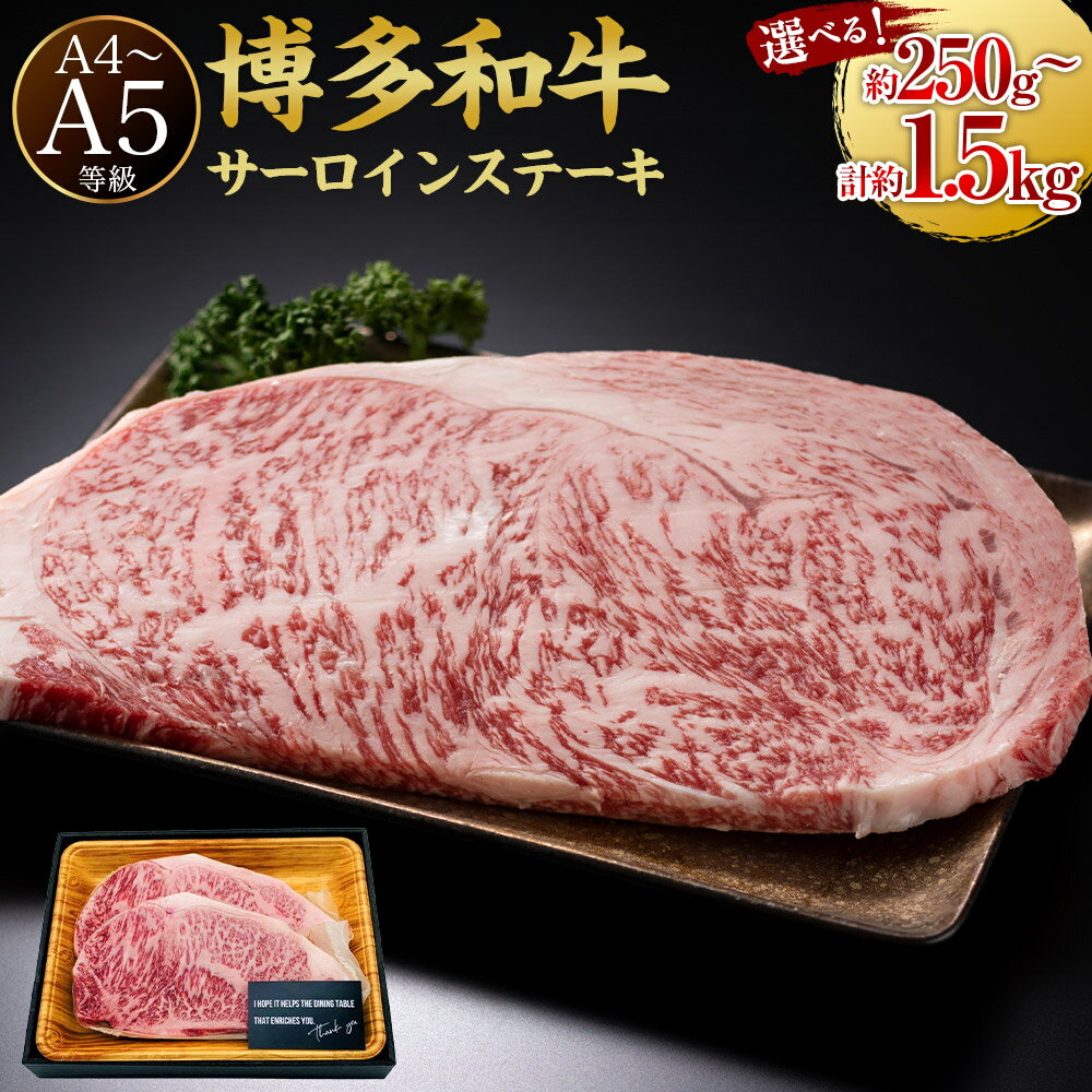 [選べる容量][A4 ・ A5]博多和牛 サーロインステーキ (約250g / 約500g / 約750g / 約1000g / 約1250g / 約1500g) 肉 牛肉 和牛 牛 黒毛和牛 国産牛 サーロイン ステーキ A5等級 A4等級 福岡県産 送料無料 福岡県 うきは市 冷凍