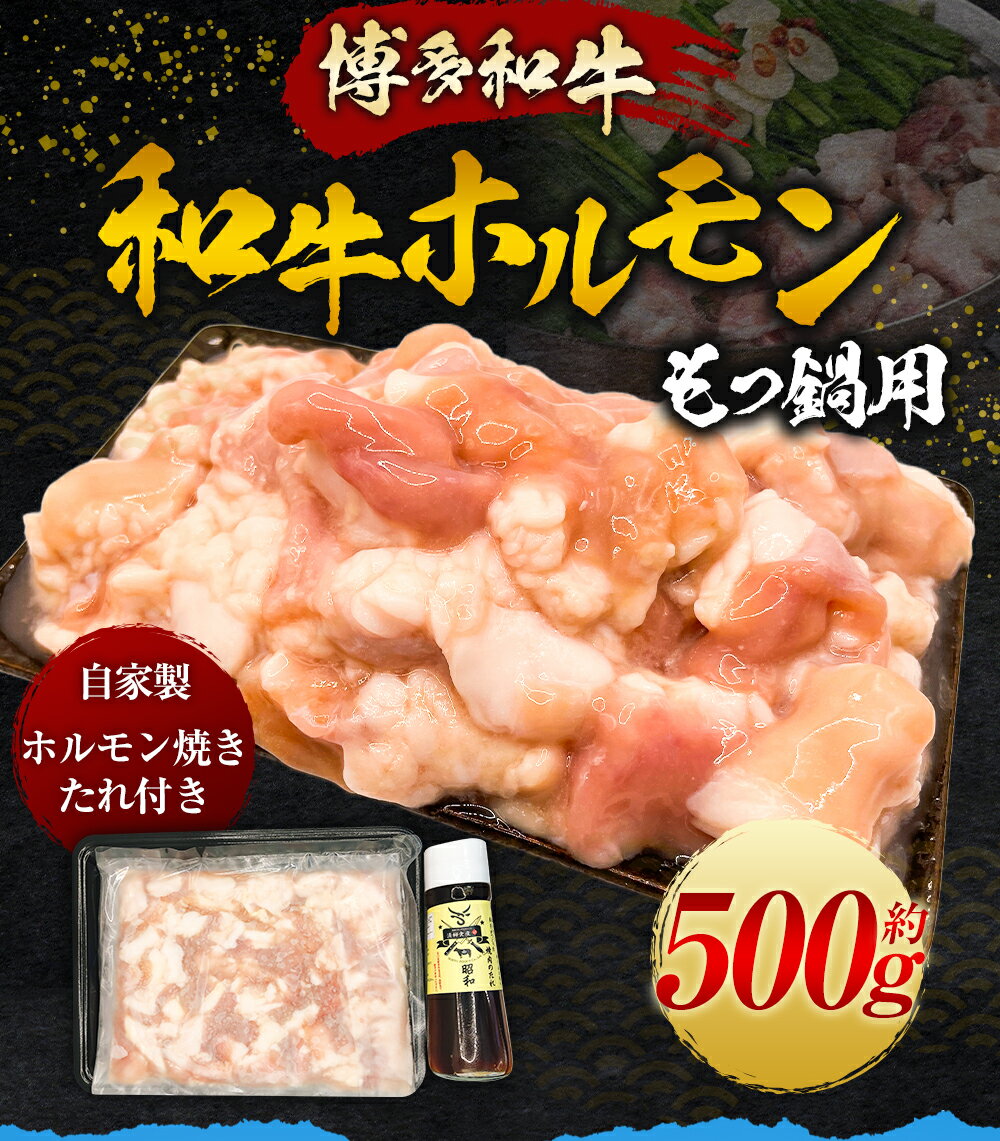 【ふるさと納税】 【博多和牛】もつ鍋用 和牛ホルモン500g (自家製ホルモン焼きのたれ付き) モツ ホルモン焼き もつ鍋 鍋 冷凍 送料無料 福岡県 うきは市