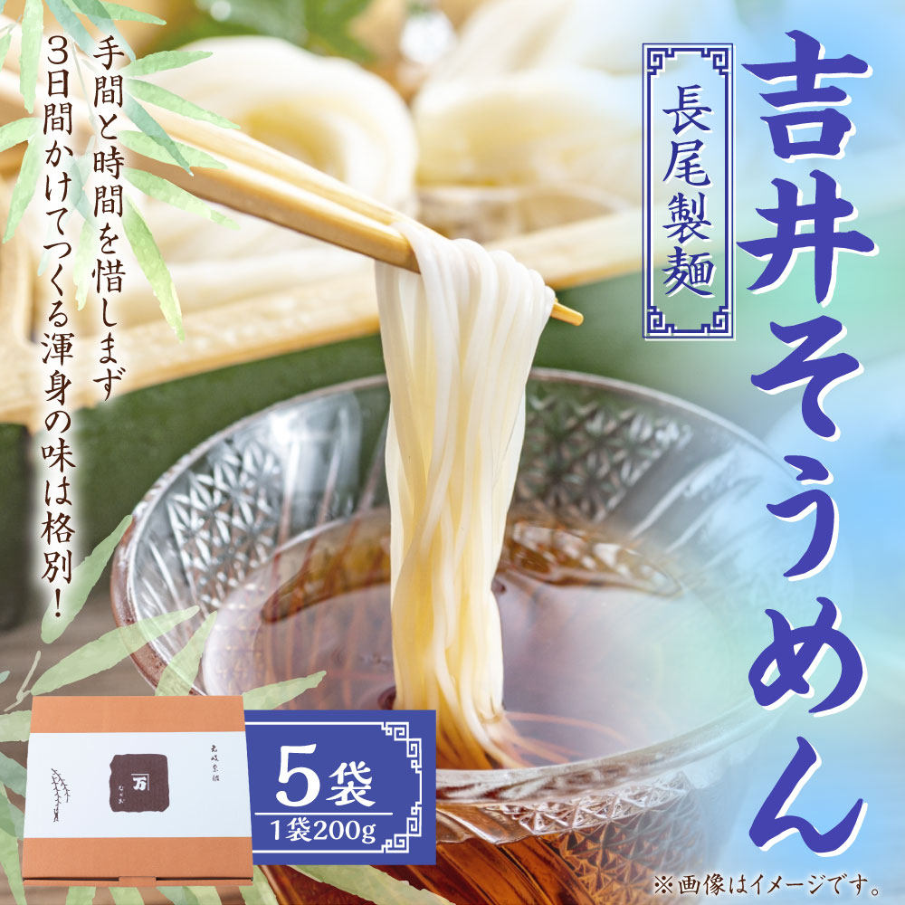 【ふるさと納税】 長尾製麺 吉井そうめん (200g入り×5袋) 麺 乾麺 麺類 送料無料 福岡県 うきは市
