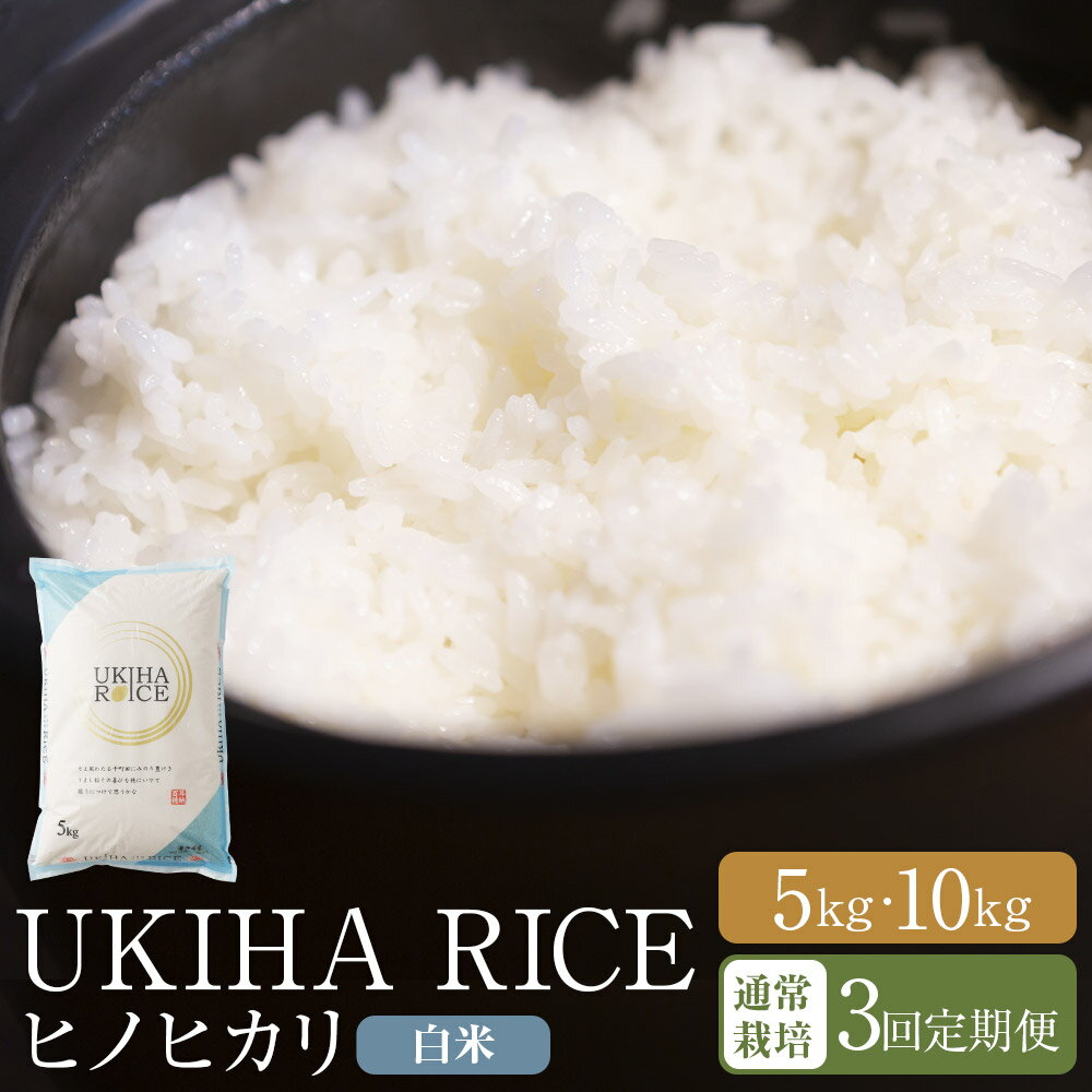 【ふるさと納税】<選べる内容量>【3ヶ月定期便】みずほファーム UKIHA RICE 白米(通常栽培米) ヒノヒカリ 1回あたり5kg / 計10kg(5kg×...