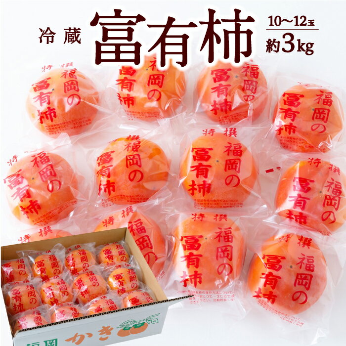 【ふるさと納税】【先行予約】江藤農園 冷蔵富有柿 10玉から12玉 (約3kg) 2025年12月中旬から2026年1月中旬 出荷予定 柿 カキ 旬 フルーツ 果物 果実 冷蔵 送料無料 福岡県 うきは市