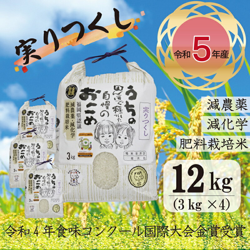 21位! 口コミ数「0件」評価「0」 ご飯 精米 白米 実りつくし 合計12kg 3kg×4袋 令和5年産「令和4年 米・食味コンクール国際大会金賞」米 白米 精米 米 お米 ･･･ 