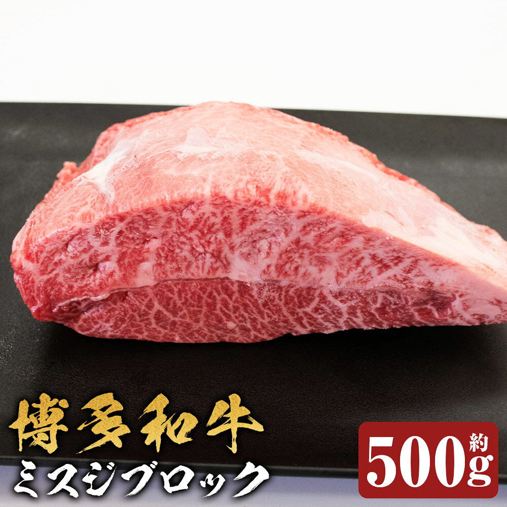 博多和牛ミスジブロック 約500g 和牛 牛肉 お肉 ミスジ みすじ 希少部位 サシ ステーキ 焼肉 焼き肉 冷凍 福岡県産 国産 福岡県 嘉麻市 送料無料
