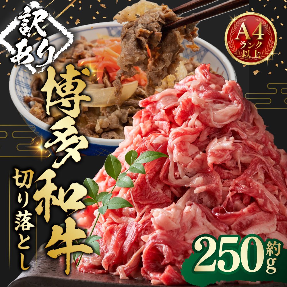 【ふるさと納税】【訳あり】博多和牛A4ランク以上 切り落とし 約250g 博多和牛 和牛 牛肉 お肉 牛肩 バラ 赤身 冷凍 福岡県産 国産 福岡県 嘉麻市 送料無料