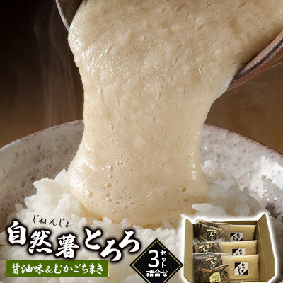 【ふるさと納税】いも 自然薯 山芋 とろろ むかご ちまき 詰合せ 自然薯とろろとむかごちまきセット 各3袋 朝倉市産 自然薯王国　根菜・餅米・もち米・野菜のサムネイル
