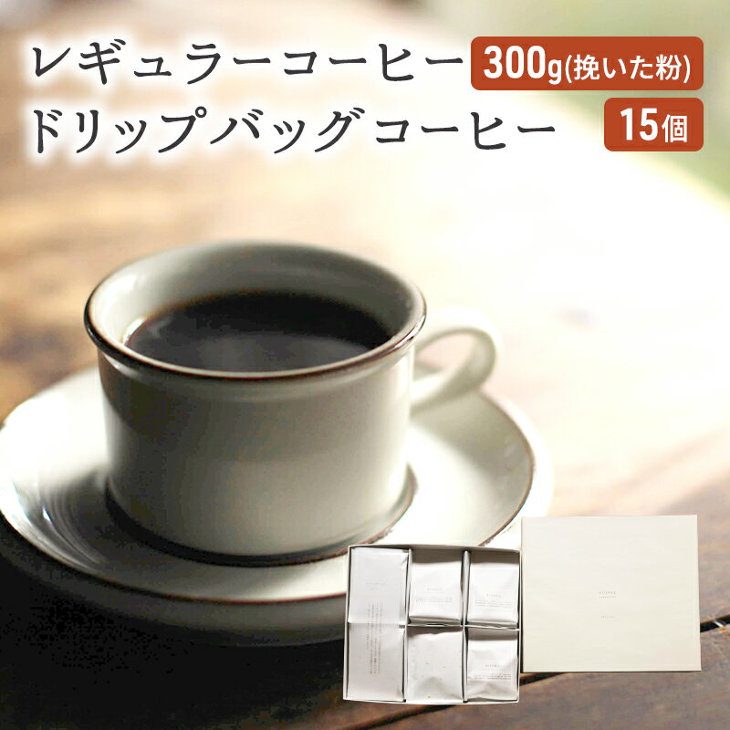 【ふるさと納税】コーヒー セット レギュラーコーヒー 300g (挽いた粉) ドリップバッグコーヒー 15個 珈琲 ドリップ 珈琲山口　【朝倉市】