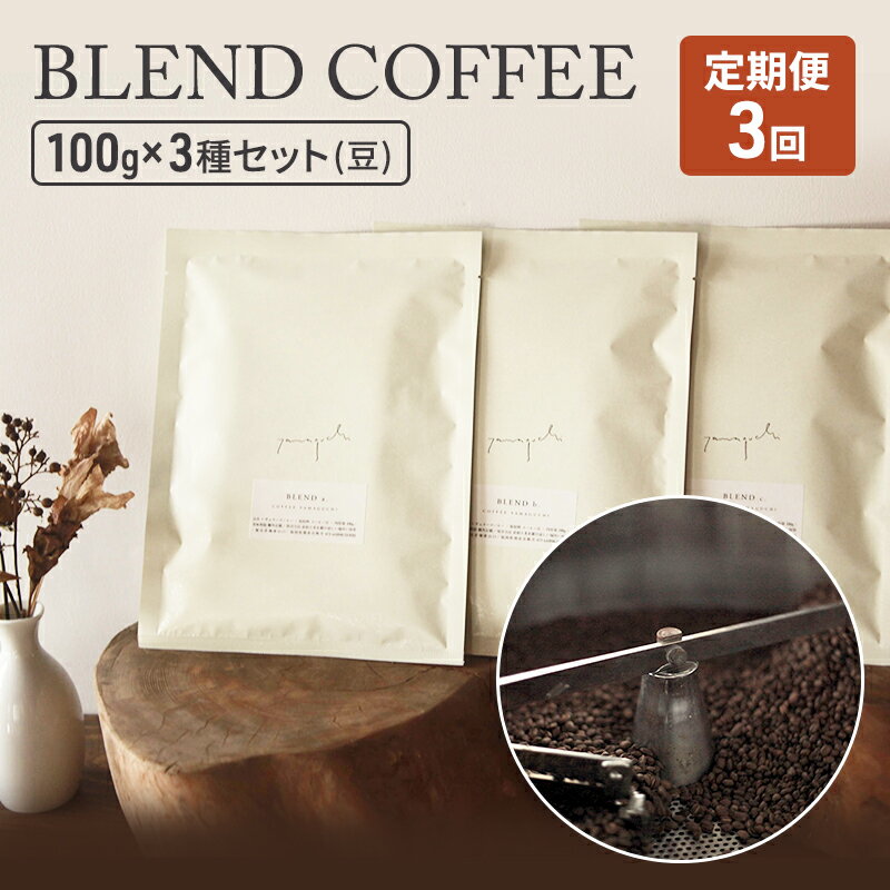 【ふるさと納税】定期便 3ヶ月 コーヒー セット BLEND COFFEE 100g×3種セット (豆のまま) 珈琲 コーヒー豆 珈琲豆 3回 お楽しみ 珈琲山口　【定期便・朝倉市】