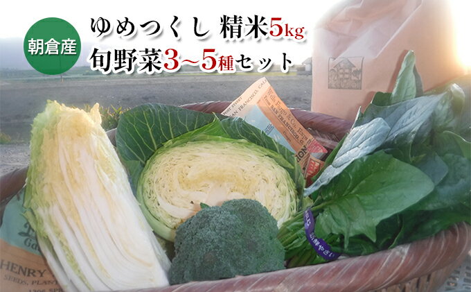 【ふるさと納税】米 5kg 季節野菜 セット 精米 ゆめつくし　【お米・野菜・セット・詰合せ】