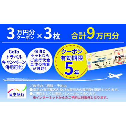 日本旅行　地域限定旅行クーポン【90，000円分】　【旅行・チケット】