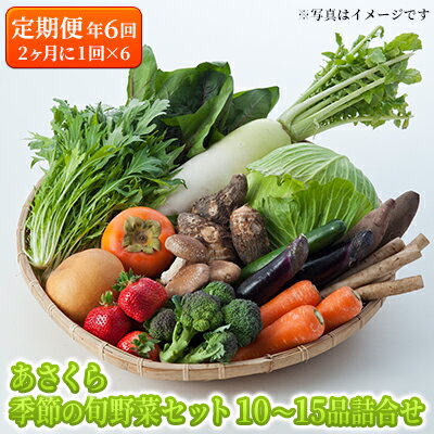 【ふるさと納税】定期便 野菜セット 年6回 2か月に1回×6回 おまかせ 10~15種 旬 朝倉市産 配送不可 離島 詰合せ
