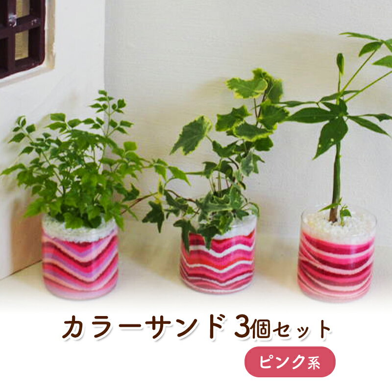 カラーサンド 3個 セット ピンク系 植物 インテリア ガーデン　【朝倉市】