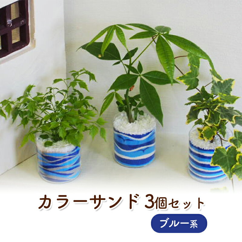 カラーサンド 3個 セット ブルー系 植物 インテリア ガーデン　【朝倉市】