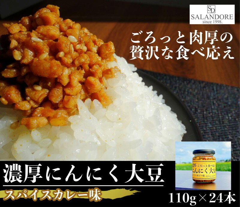 【ふるさと納税】濃厚にんにく大豆_スパイスカレー味_24本セット 加工食品 豆類 大豆ミート 独自製法 高たんぱく 食物繊維 ミネラル ビタミン オリジナルの味付け