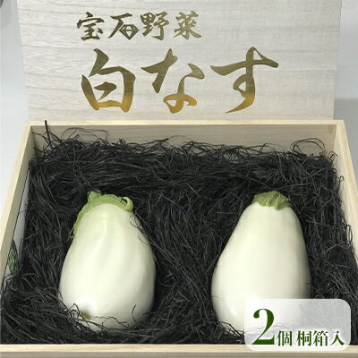 【ふるさと納税】なす ナス 白なす 宝石野菜 桐箱 2個入 贈答 茄子　【 絶品 果肉 軟らかい アク 少ない 癖がない トロトロ 朝倉市産 桐箱入り 贈り物 】　お届け：2023年5月～10月末日のサムネイル