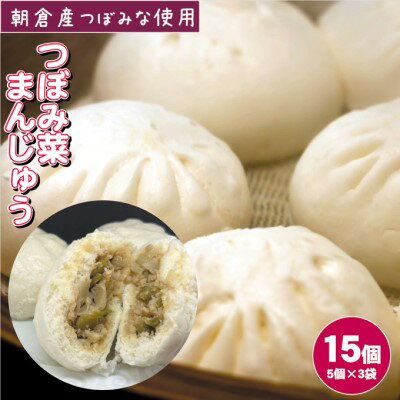 【ふるさと納税】つぼみ菜まんじゅう 15個（80g×5個入×3袋）冷凍 肉まん 豚まん 惣菜 蕾菜 野菜 電子レンジ ※配送不可：離島　【 パン 漬物 加工食品 コリコリ 食感 辛み 大人感 ふっくら 】