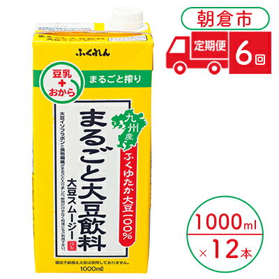 【ふるさと納税】定期便 6回 豆乳 まるごと大豆飲料 1000ml×6本入り 2ケース 大豆 ふくれん※配送不可：北海道・沖縄・離島　【定期便・ 豆類 飲料 ドリンク ブレンド 健康 風味 イソフラボン 食物繊維 】