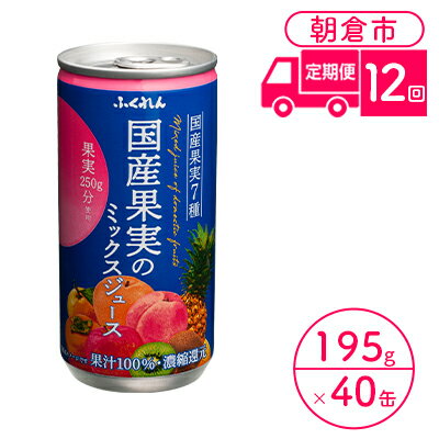 23位! 口コミ数「0件」評価「0」定期便 12回 ジュース 果汁100％ 国産果実のミックスジュース 195g×20缶入り 2ケース ふくれん※配送不可：北海道・沖縄・離島　･･･ 