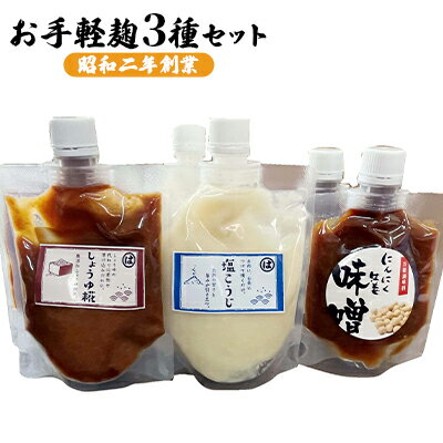 麹 調味料 お手軽麹3種セット 各2個 [ 調味料セット 味付け 料理 調理 発酵食品 にんにく生姜みそ しょうゆ糀 塩こうじ ]