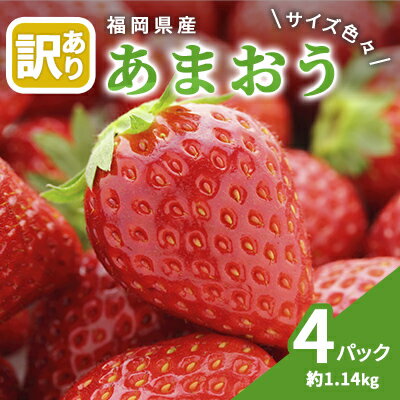 【ふるさと納税】2023年9月までの早期受付 訳あり いちご 2024年2月下旬より発送 あまおう サイズ色々 4パック 約1.14kg 配送不可 離島　【 果物 フルーツ 福岡県産あまおう 】　お届け：2024年2月下旬〜3月末