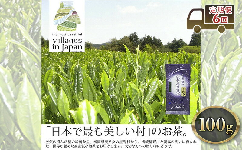 【ふるさと納税】定期便 6ヶ月 お茶 煎茶 八女茶 100g×1袋 奥八女 星野村 高級 深蒸し 茶 星野茶 緑茶 6回 コース お楽しみ