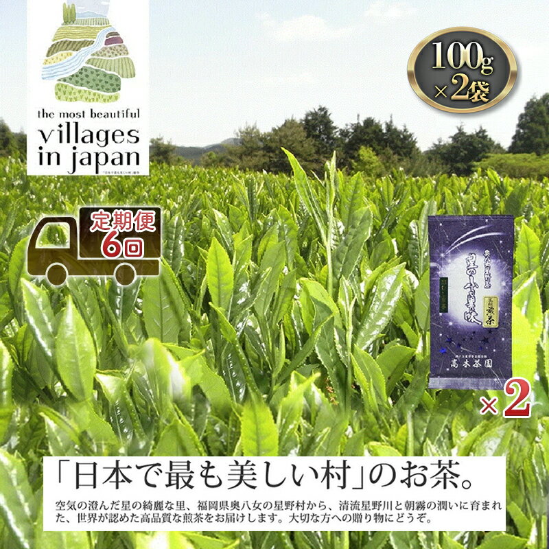 【ふるさと納税】定期便 6ヶ月 お茶 煎茶 八女茶 100g×2袋 奥八女 星野村 深蒸し 高級 深蒸し 茶 星野茶 緑茶 6回 コース お楽しみ　【定期便・朝倉市】