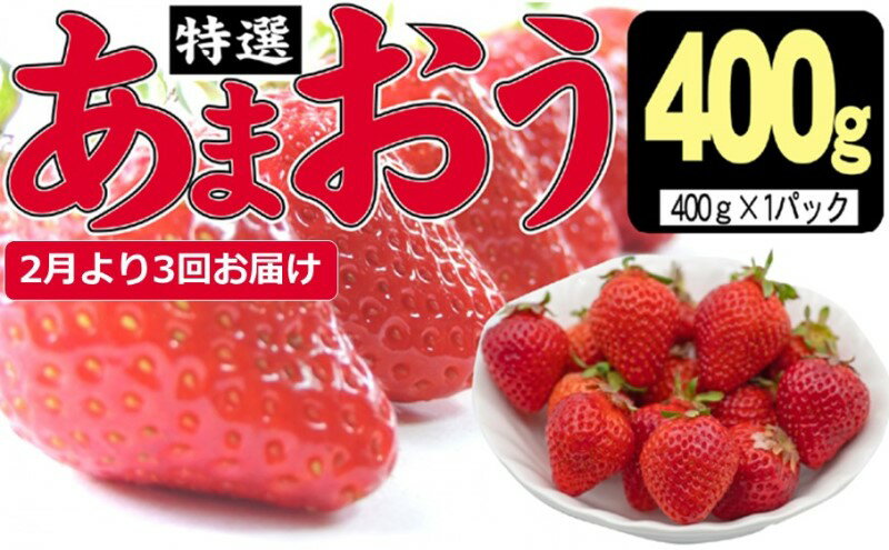 【ふるさと納税】定期便 3ヶ月 いちご あまおう 400g 特選 あまおう 2025年2月より発送 イチゴ 苺 フルーツ 果物 デザート 3回 お楽しみ ※配送不可：離島 　お届け：2026年2月～4月