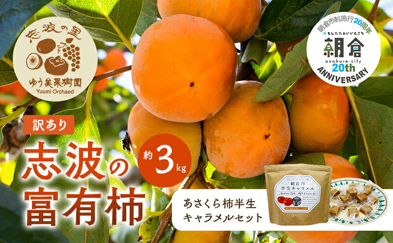 【ふるさと納税】【朝倉市制施行20周年記念企画】 訳あり 富有柿 約3kg＆柿の半生キャラメル セット ※配送不可：離島　お届け：2025年11月下旬～2025年12月25日まで