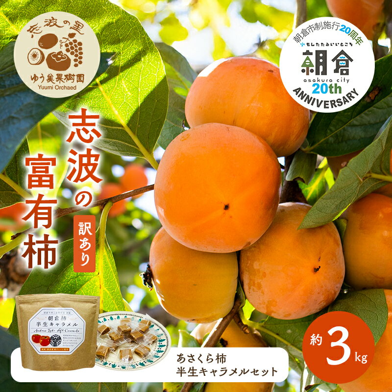 [朝倉市制施行20周年記念企画] 訳あり 富有柿 約3kg&柿の半生キャラメル セット ※配送不可:離島 お届け:2025年11月下旬〜2026年1月10日まで
