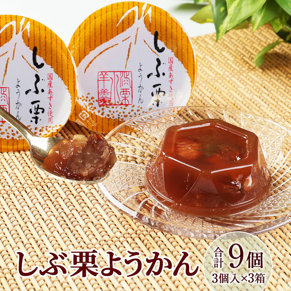 しぶ栗ようかん 合計9個 3個入り×3箱 羊羹 ようかん くり クリ 栗 和菓子 スイーツ 食品 国産 送料無料