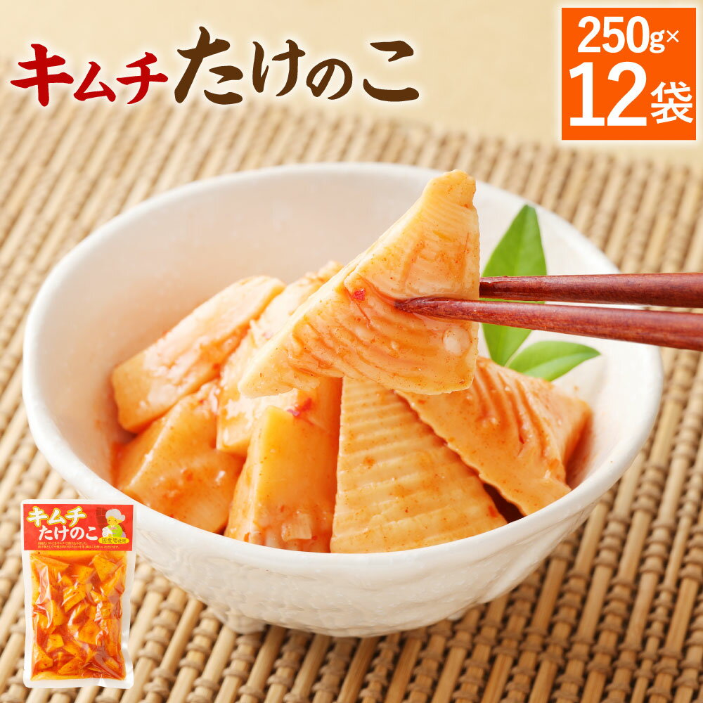 【ふるさと納税】キムチ たけのこ 12袋 250g×12袋 筍 タケノコ 国産筍使用 保存食 備蓄 おかず 惣菜 おつまみ 加工食品 パック 国産 送料無料