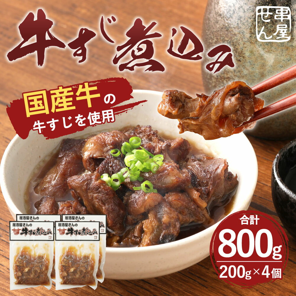 【ふるさと納税】牛すじ煮込み 合計800g 200g×4個 牛すじ 煮込み 牛スジ どて煮 土手煮 惣菜 牛肉 国産牛 冷蔵 食品 おつまみ 国産 送料無料