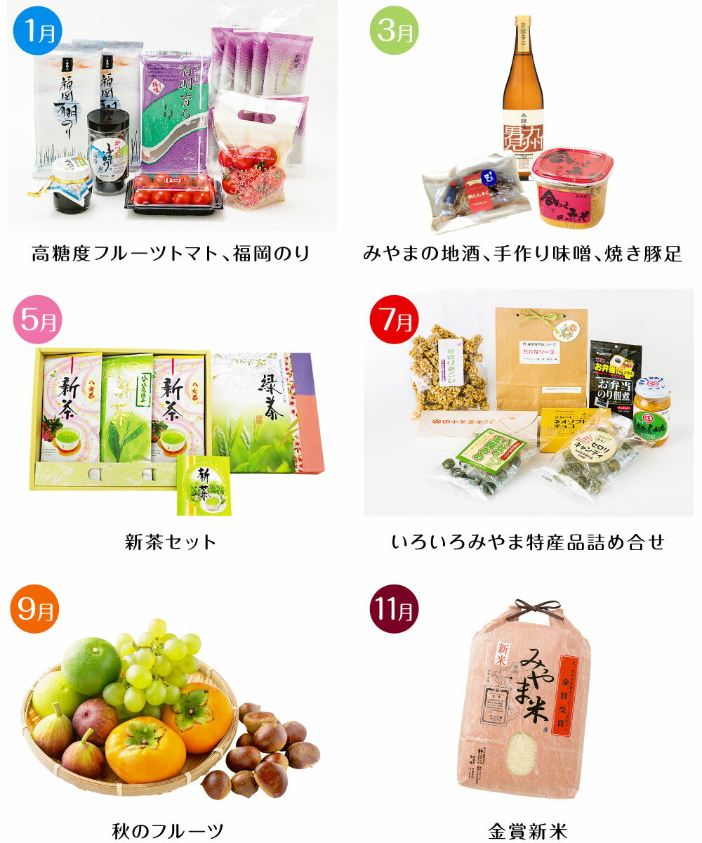 【ふるさと納税】【定期便奇数月コース】隔月届くみやまの逸品コース 計6回 フルーツ 野菜 いちご あまおう トマト 海苔 茶 新茶 米 旬 セット 詰め合わせ 定期発送 定期便 送料無料 3