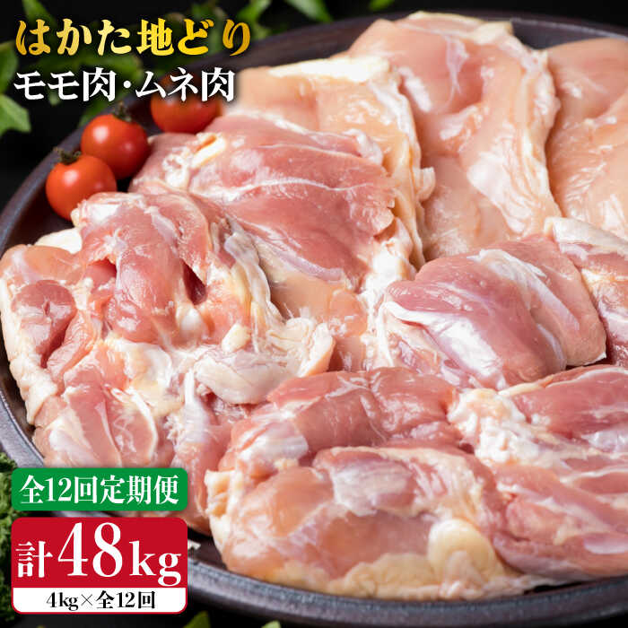 【ふるさと納税】【全12回定期便】はかた地どり もも肉 2kg & むね肉 2kg 合計4kg セット 糸島【糸島ミートデリ工房】 [ACA159] 330000円 300000円 30万