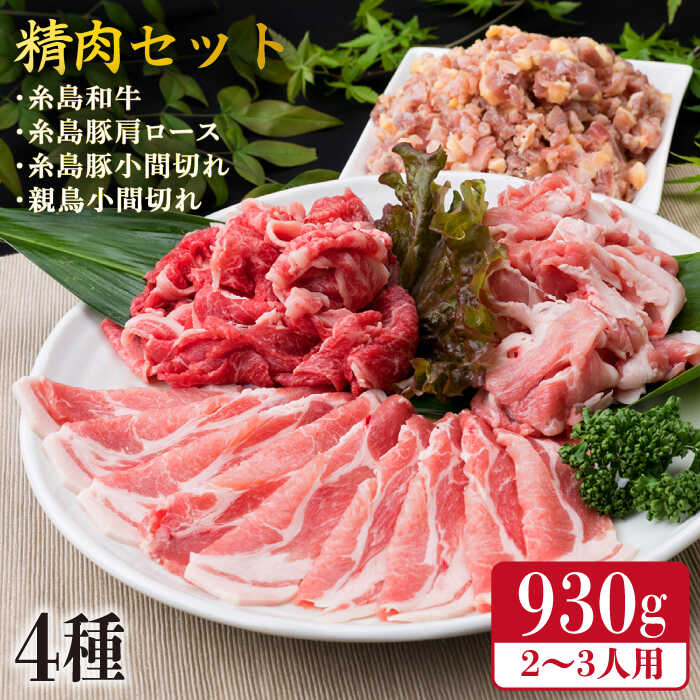 牛・豚・鶏 日常使い セット 930g(2〜3人前・4種) 糸島市 / 糸島ミートデリ工房 [ACA192] 精肉 10000円 1万円