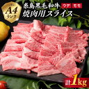 A4ランク 糸島黒毛和牛 焼肉用 ウデ肉 モモ肉 スライス 計1kg 《糸島》  お届け回数選べる 32000円 黒毛和牛 冷凍配送