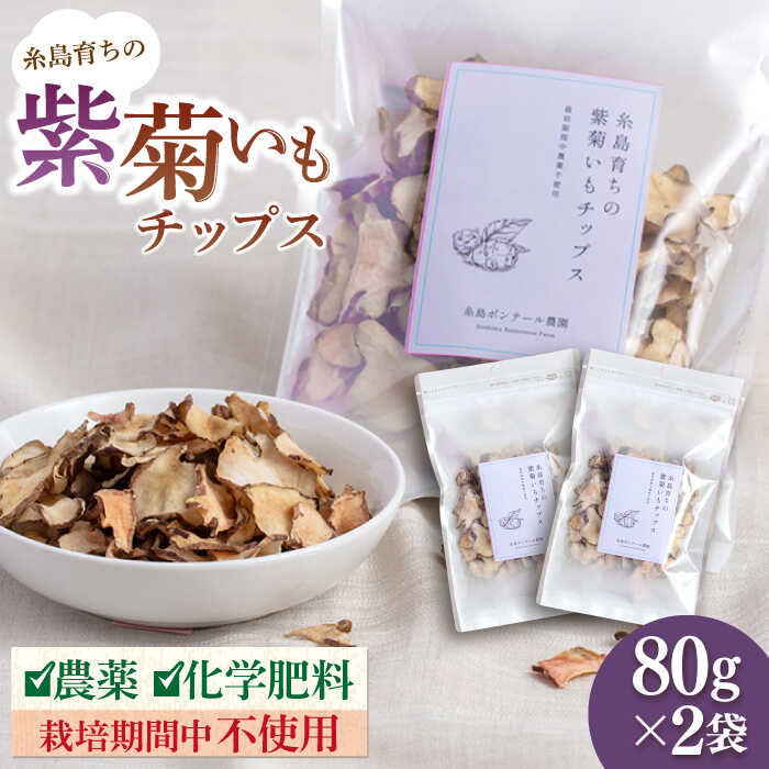 糸島 育ちの 紫 菊いも チップス 80g×2袋 糸島市 / 糸島ボンテール農園[ACO008] 菊芋 スパーフード 6000円 6千円
