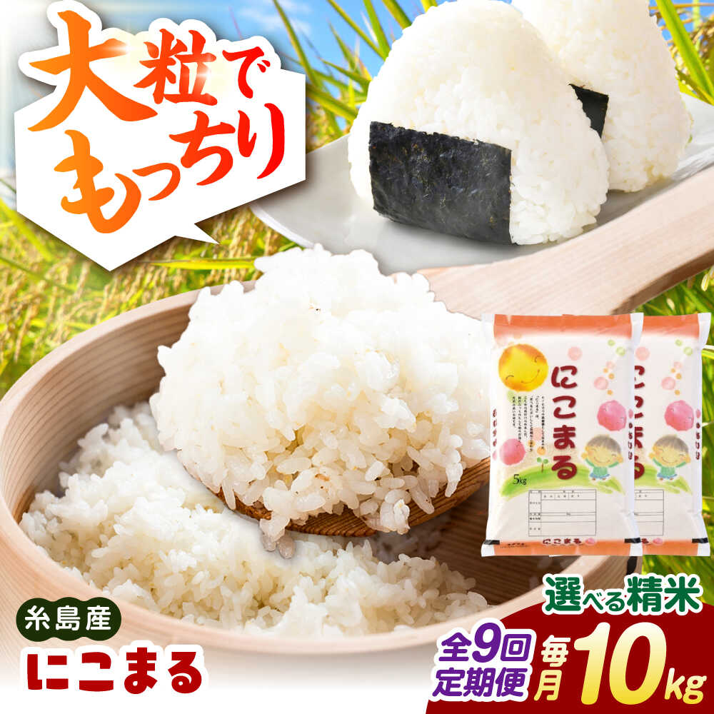 [全9回定期便][精米方法が選べる!]にこまる 10kg(5kg×2袋) 糸島市 / 玄米・精米専門店 新飼宗一郎商店[ADE028] 白米 玄米 常温20万円214000円