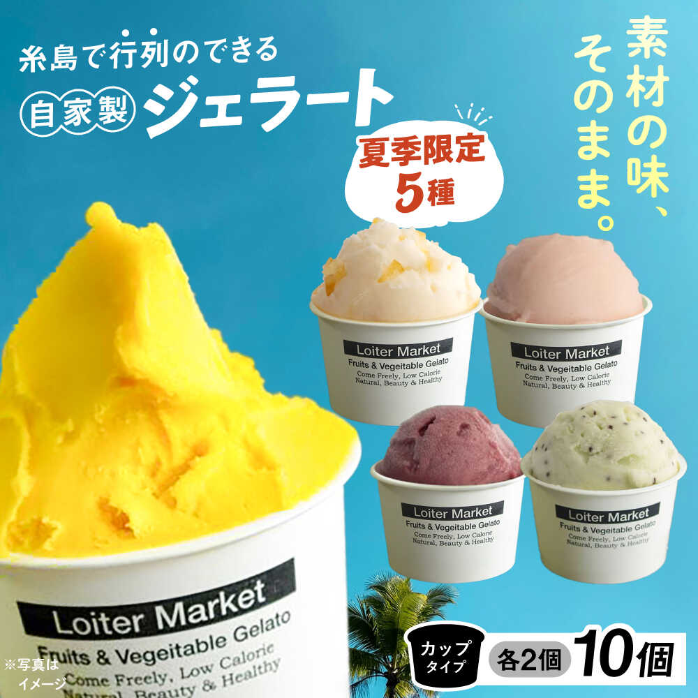 [夏季限定]ジェラートカップ 10個セット 5種類×各2個 (マンゴー/糸島甘夏/グァバブレンド/アサイーブレンド/キウイ) 糸島市 / Loiter Market lABO ロイターマーケット[AGD036] 1万9千円19000円