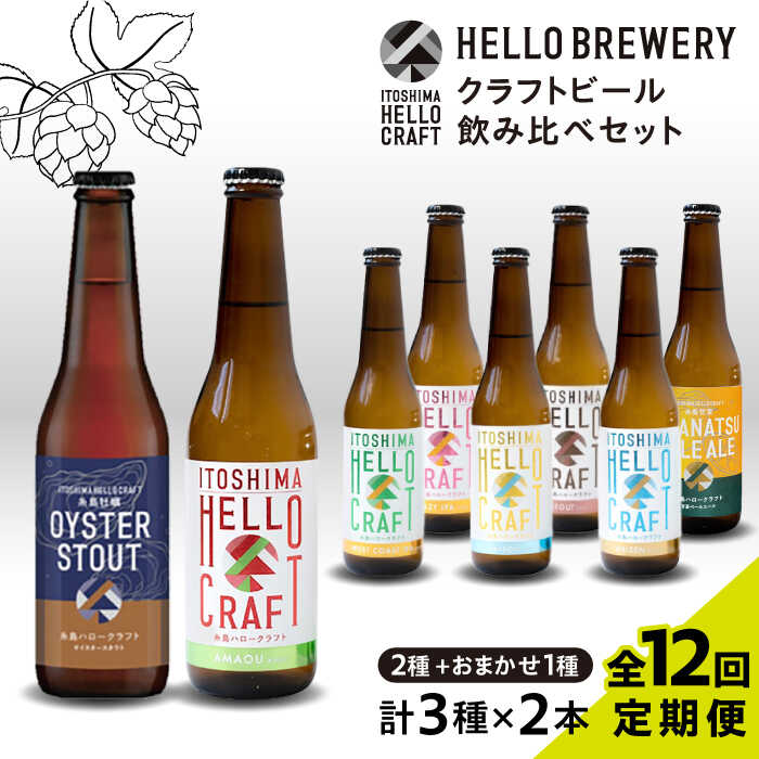 【ふるさと納税】【全12回定期便】【 3種 飲み比べ 】糸島 クラフト ビール 瓶 詰め合わせ 6本 セット 糸島市 / HELLO BREWERY [AGM0...