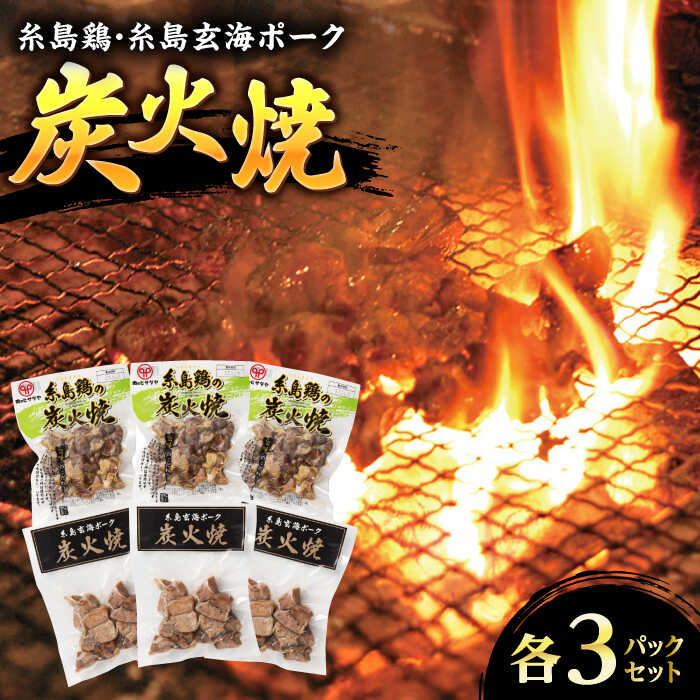 糸島産 炭火焼鶏 / 焼豚 各3パックセット 糸島市 / ヒサダヤフーズ おつまみ 惣菜[AIA071]1万3千円13000円