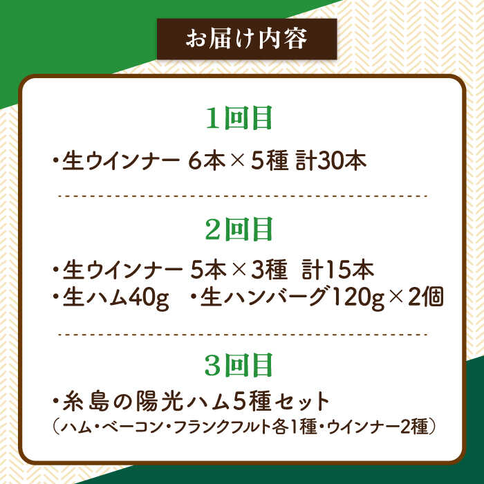 【ふるさと納税】【全3回定期便】 ウインナー / ハンバーグ / ハム 月替わり セット 糸島市 / 志摩スモークハウス[AOA038] 生ウインナー 生ハム 定期便 30000円 3万円