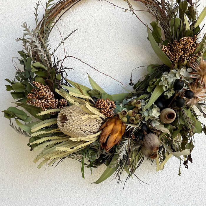 【ふるさと納税】バンクシアのリース（Lサイズ） 糸島市 / tokohana ドライフラワー アレンジ[AOC031] 47000円 4万7千円